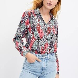 LOFT Multicolor Floral Button-Down Shirt